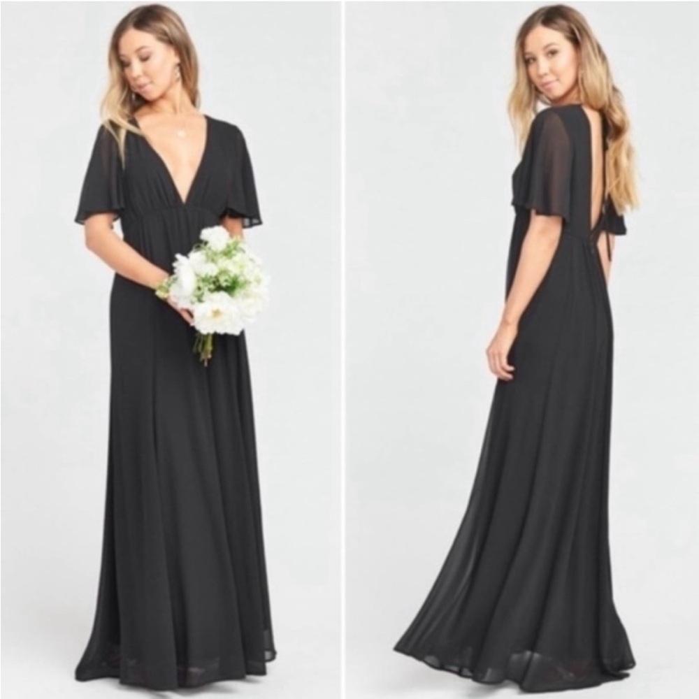 SHOW ME YOUR MUMU Faye Flutter Maxi Black Women's Chiffon Dress M $198